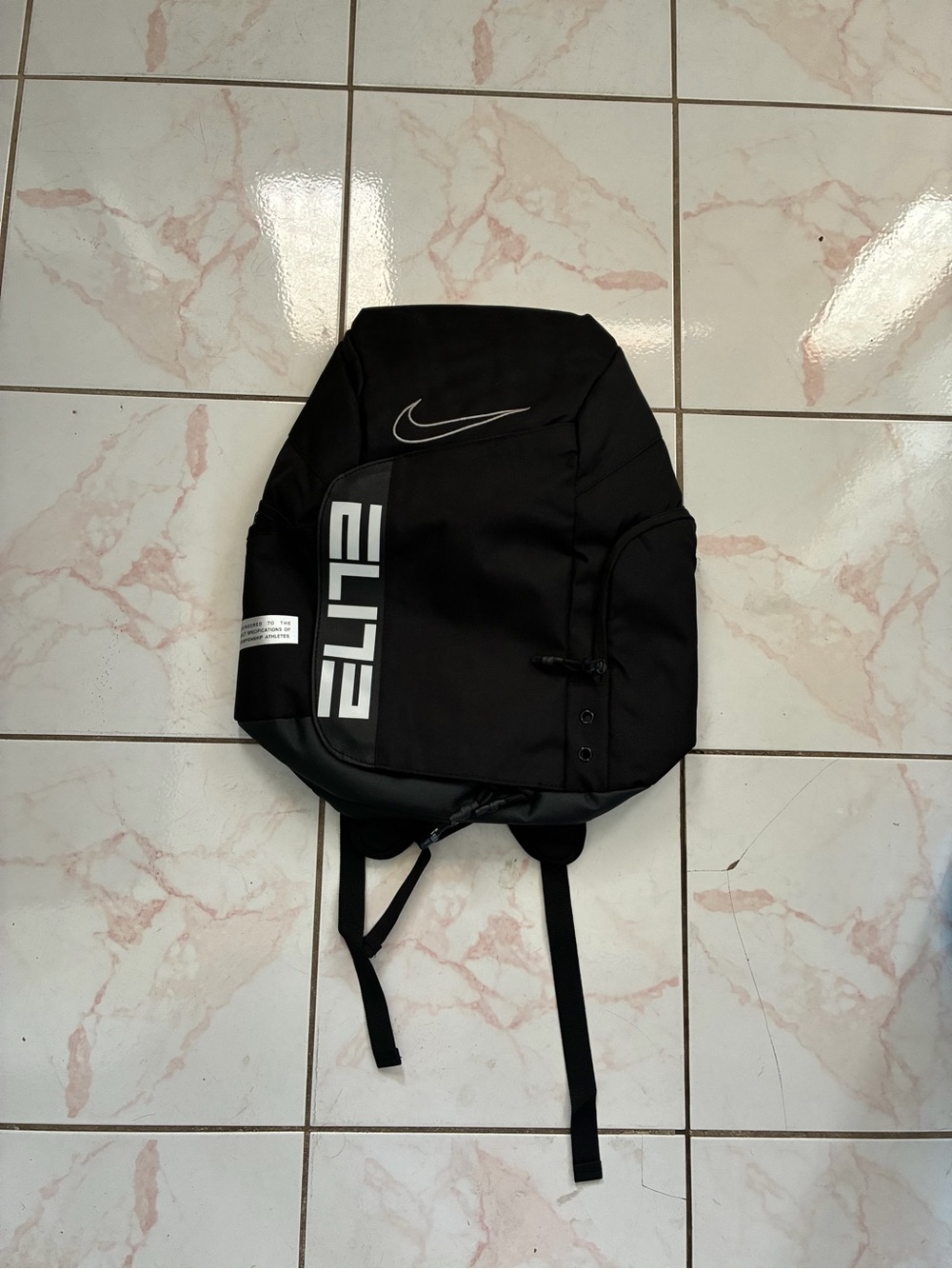 Nike Black Elite Backpack with White Logo